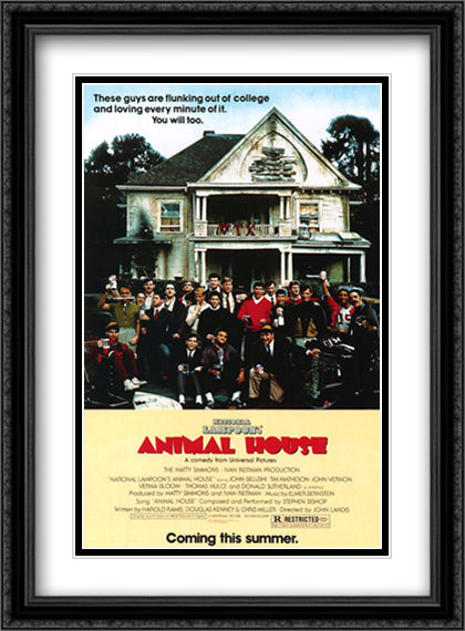 Animal House 28x38 Black Ornate Wood Framed Movie Poster with Double Matting