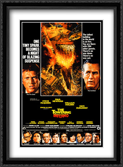 The Towering Inferno 28x38 Black Ornate Wood Framed Movie Poster with Double Matting