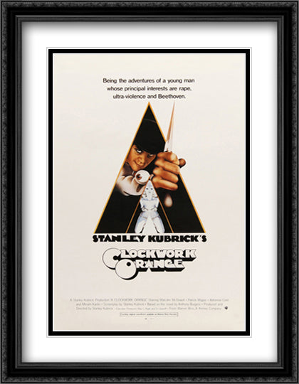 A Clockwork Orange 28x36 Black Ornate Wood Framed Movie Poster with Double Matting