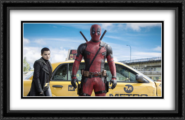 Deadpool 40x26 Black Ornate Wood Framed Movie Poster with Double Matting