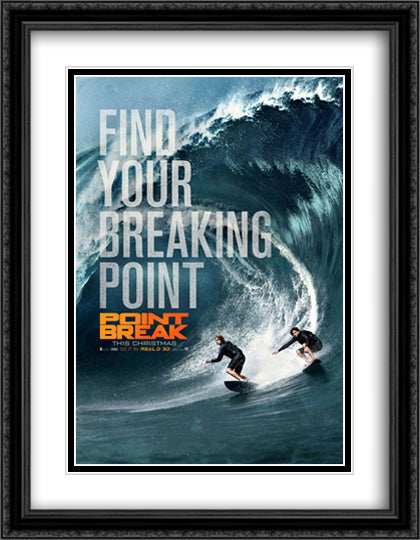 Point Break 28x36 Black Ornate Wood Framed Movie Poster with Double Matting