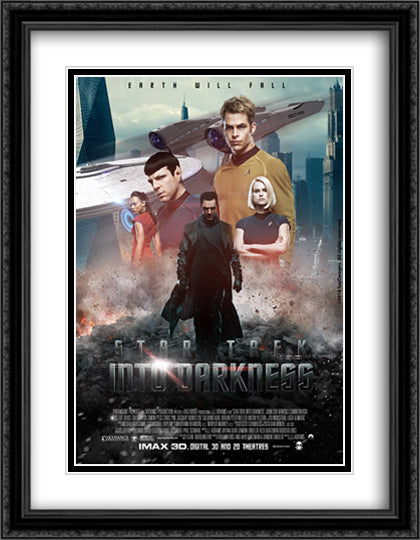 Star Trek Into Darkness 28x36 Black Ornate Wood Framed Movie Poster with Double Matting