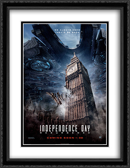Independence Day Resurgence 28x36 Black Ornate Wood Framed Movie Poster with Double Matting