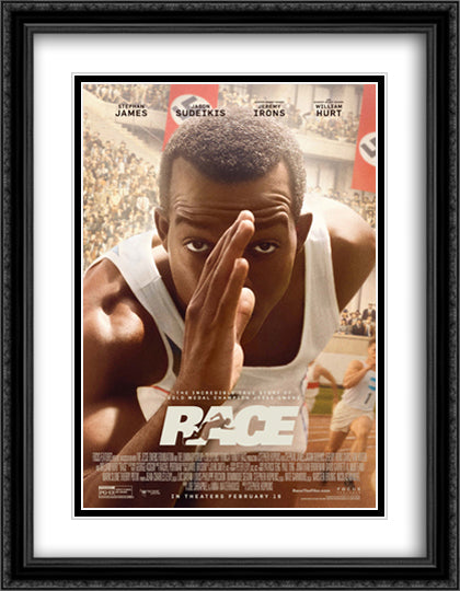 Race 28x36 Black Ornate Wood Framed Movie Poster with Double Matting