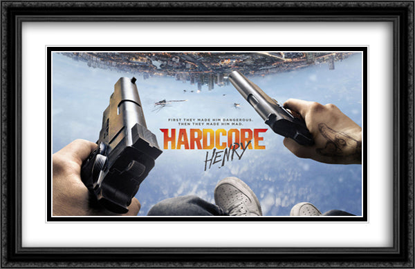 Hardcore Henry 40x26 Black Ornate Wood Framed Movie Poster with Double Matting