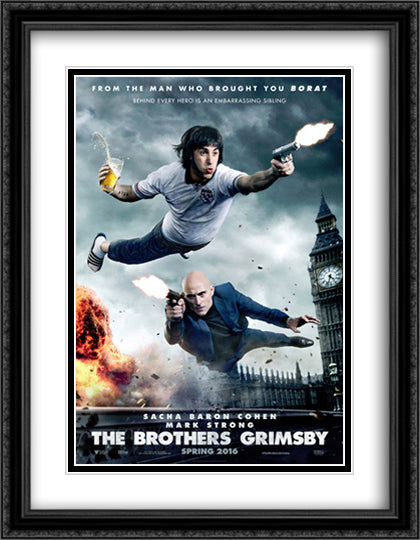 The Brothers Grimsby 28x36 Black Ornate Wood Framed Movie Poster with Double Matting