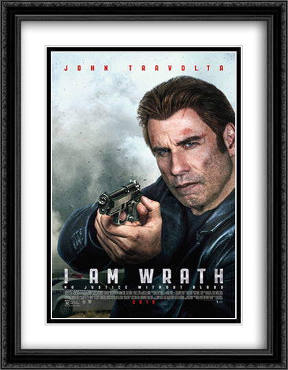I am Wrath 28x36 Black Ornate Wood Framed Movie Poster with Double Matting