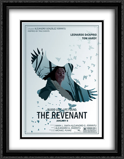 The Revenant 28x36 Black Ornate Wood Framed Movie Poster with Double Matting