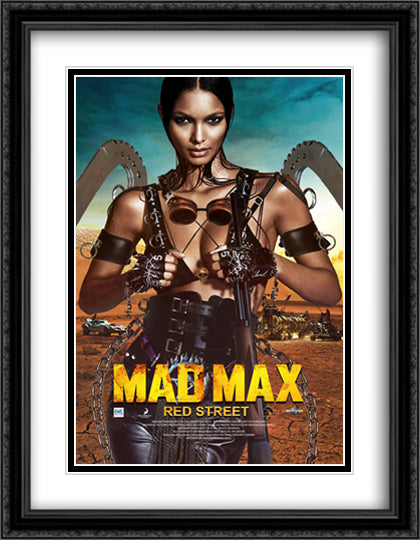 Mad Max Red Street 28x36 Black Ornate Wood Framed Movie Poster with Double Matting