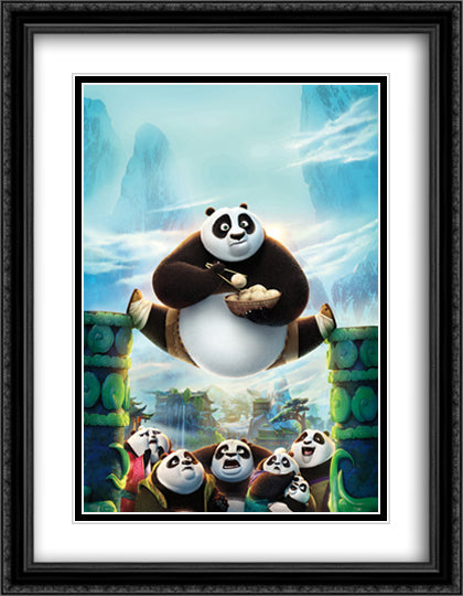Kung Fu Panda 3 28x36 Black Ornate Wood Framed Movie Poster with Double Matting