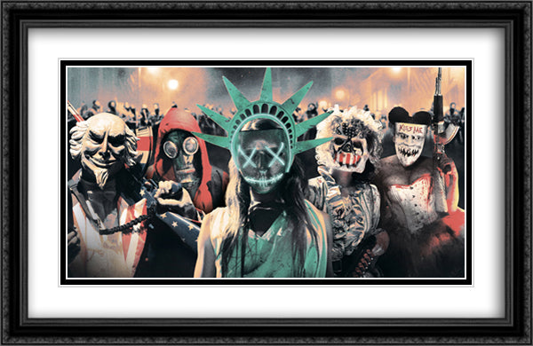 The Purge Election Years 40x26 Black Ornate Wood Framed Movie Poster with Double Matting