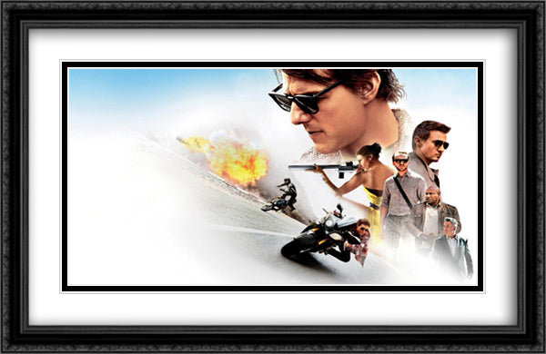 Mission Impossible Rogue Nation 40x26 Black Ornate Wood Framed Movie Poster with Double Matting