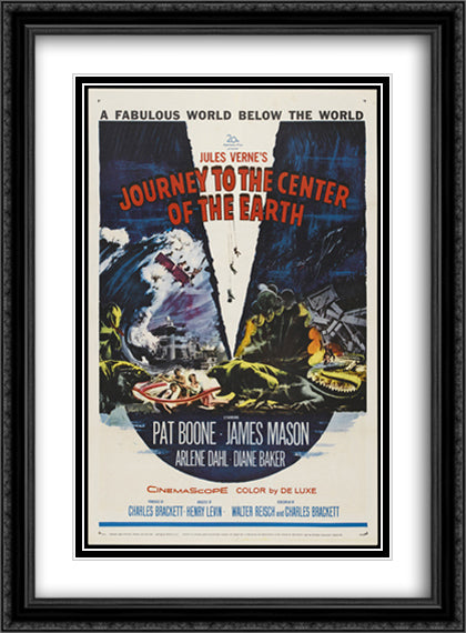 Journey to the Center of the Earth 28x38 Black Ornate Wood Framed Movie Poster with Double Matting