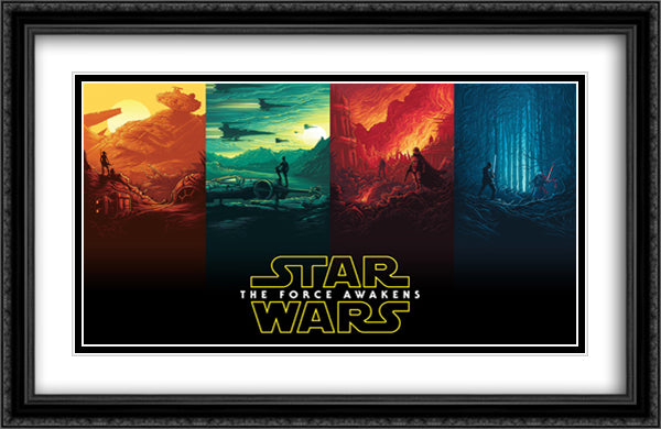 Star Wars The Force Awakens 40x26 Black Ornate Wood Framed Movie Poster with Double Matting
