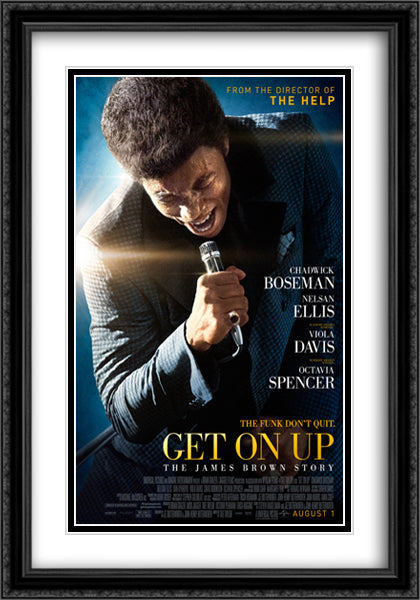 Get on Up 28x40 Black Ornate Wood Framed Movie Poster with Double Matting
