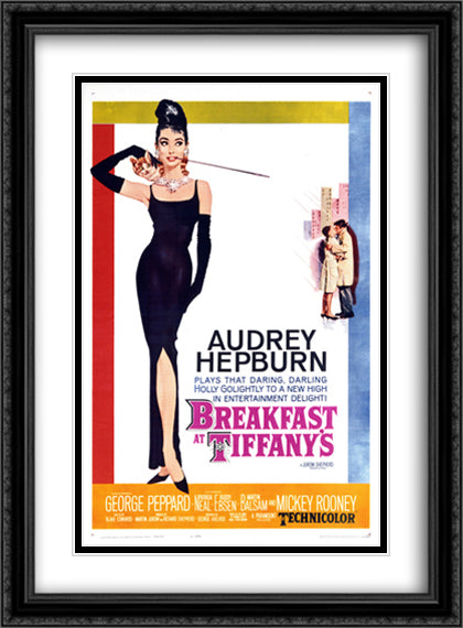 Breakfast at Tiffany's 28x38 Black Ornate Wood Framed Movie Poster with Double Matting