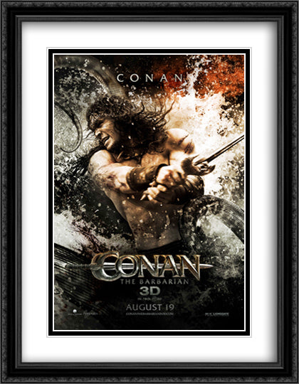 Conan the Barbarian 28x36 Black Ornate Wood Framed Movie Poster with Double Matting