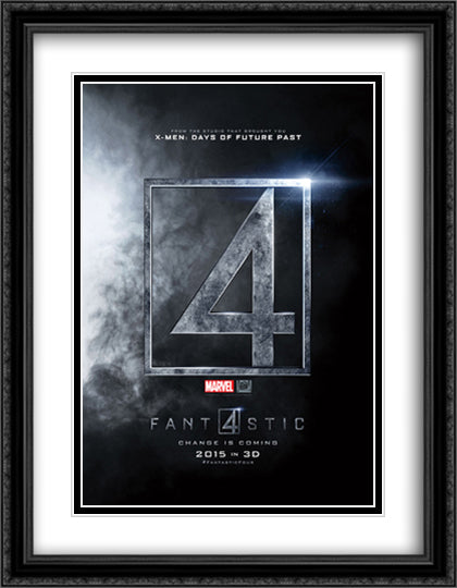 Fantastic Four 28x36 Black Ornate Wood Framed Movie Poster with Double Matting
