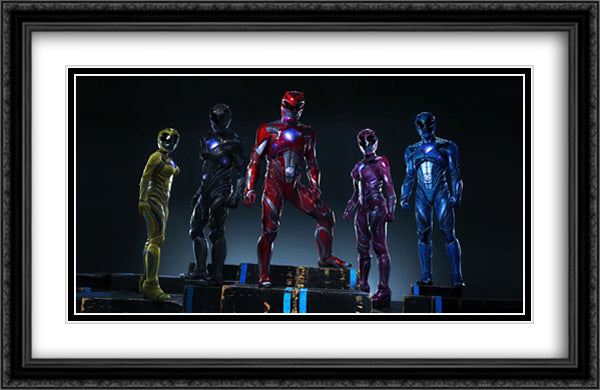 Power Rangers 40x26 Black Ornate Wood Framed Movie Poster with Double Matting