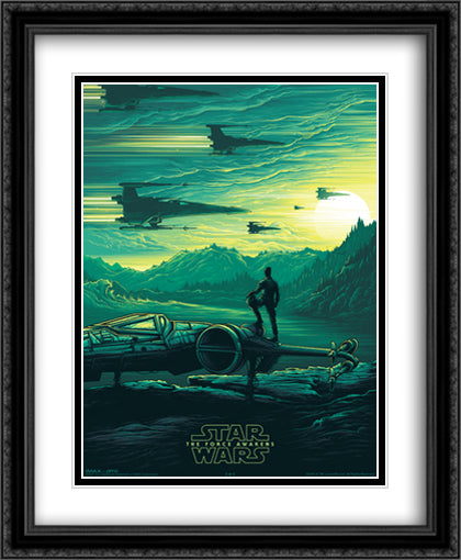 Star Wars The Force Awakens 28x34 Black Ornate Wood Framed Movie Poster with Double Matting