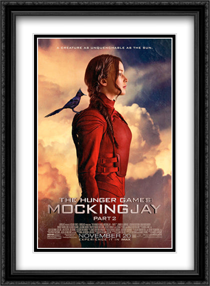 The Hunger Games Mockingjay 2 28x38 Black Ornate Wood Framed Movie Poster with Double Matting