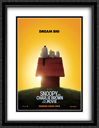 Snoopy and Charlie Brown 28x36 Black Ornate Wood Framed Movie Poster with Double Matting