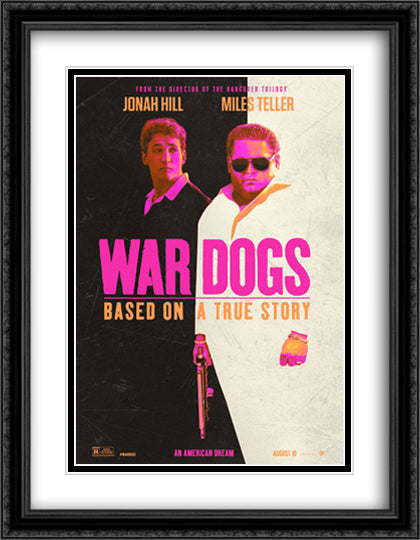 War Dogs 28x36 Black Ornate Wood Framed Movie Poster with Double Matting