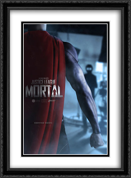 Justice League Mortal 28x38 Black Ornate Wood Framed Movie Poster with Double Matting