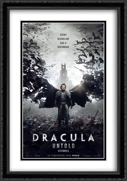Dracula Untold 28x40 Black Ornate Wood Framed Movie Poster with Double Matting