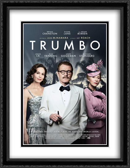 Trumbo 28x36 Black Ornate Wood Framed Movie Poster with Double Matting