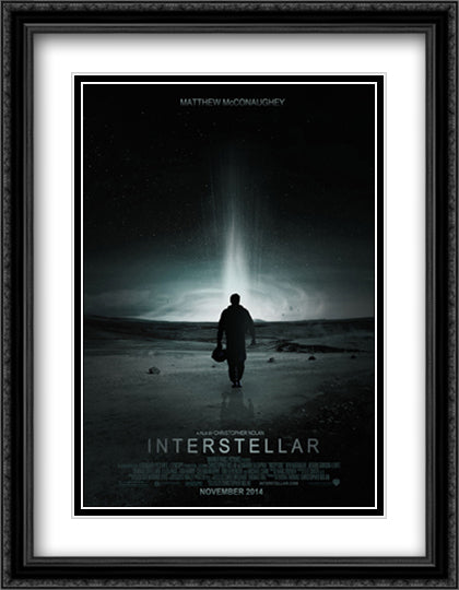 Interstellar 28x36 Black Ornate Wood Framed Movie Poster with Double Matting