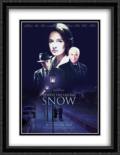 Despite the Falling Snow 28x36 Black Ornate Wood Framed Movie Poster with Double Matting