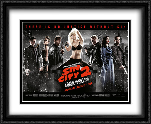 Sin City 2 34x28 Black Ornate Wood Framed Movie Poster with Double Matting