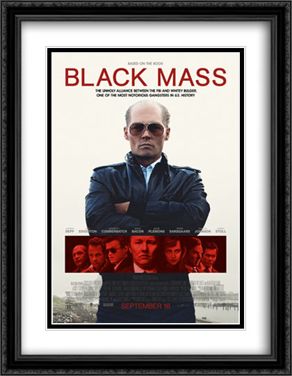 Black Mass 28x36 Black Ornate Wood Framed Movie Poster with Double Matting