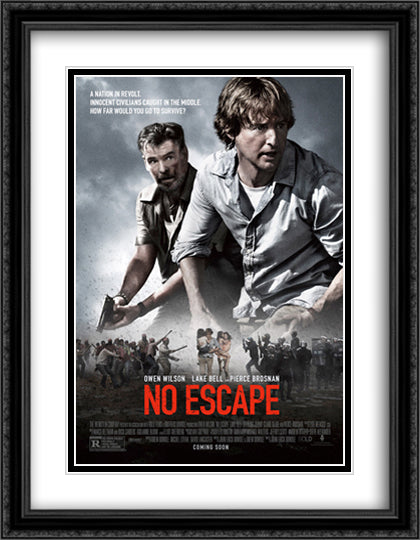 No Escape 28x36 Black Ornate Wood Framed Movie Poster with Double Matting