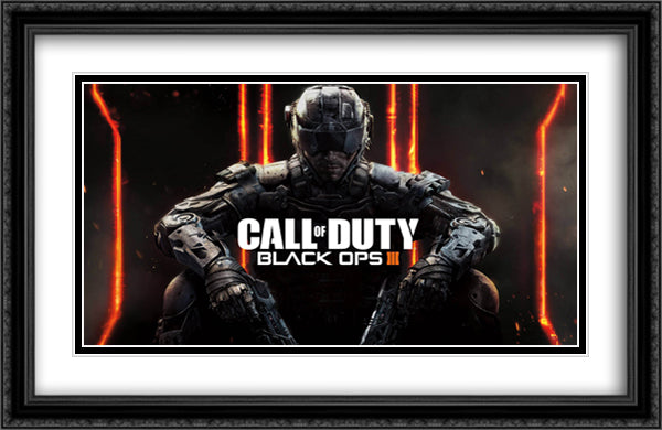 Call of Duty Black Ops III 40x26 Black Ornate Wood Framed Movie Poster with Double Matting