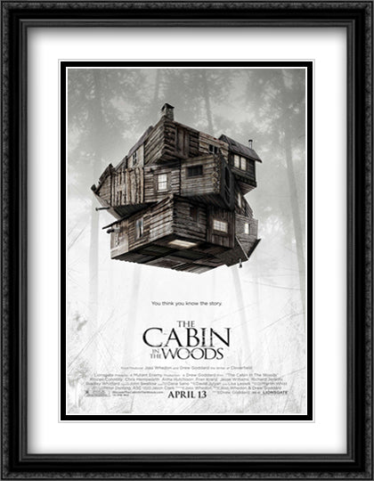 The Cabin in the Woods 28x36 Black Ornate Wood Framed Movie Poster with Double Matting