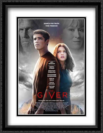 The Giver 28x36 Black Ornate Wood Framed Movie Poster with Double Matting