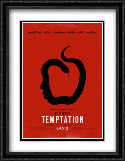 Temptation 28x36 Black Ornate Wood Framed Movie Poster with Double Matting