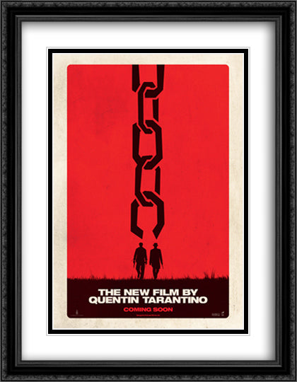 Django Unchained 28x36 Black Ornate Wood Framed Movie Poster with Double Matting