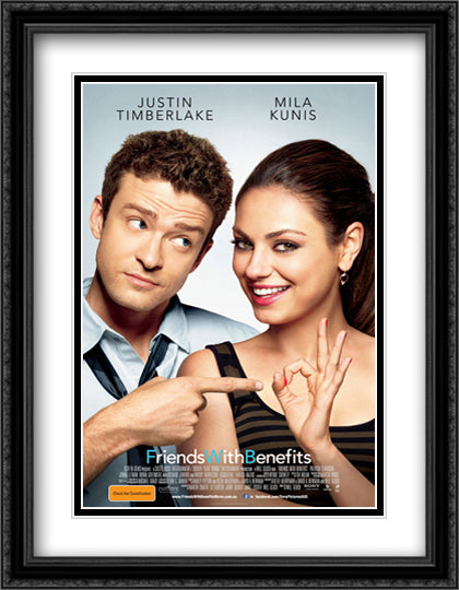 Friends with Benefits 28x36 Black Ornate Wood Framed Movie Poster with Double Matting
