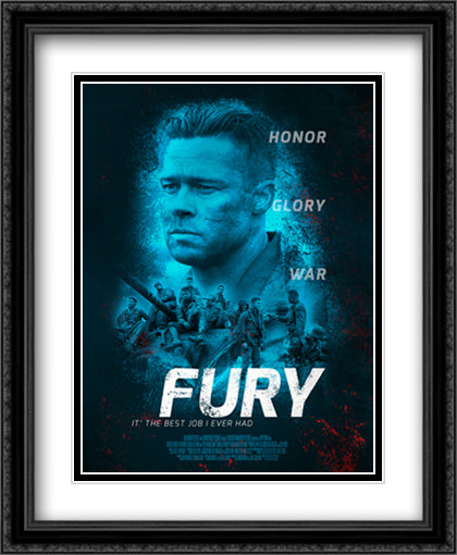 Fury 28x34 Black Ornate Wood Framed Movie Poster with Double Matting