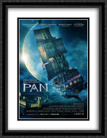 Pan 28x36 Black Ornate Wood Framed Movie Poster with Double Matting
