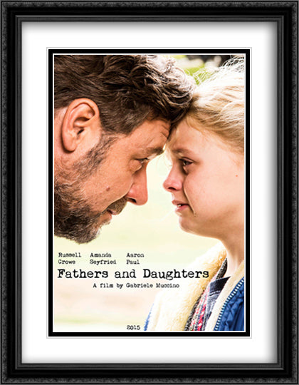 Fathers and Daughters 28x36 Black Ornate Wood Framed Movie Poster with Double Matting