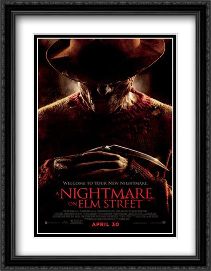 Nightmare on Elm Street 28x36 Black Ornate Wood Framed Movie Poster with Double Matting