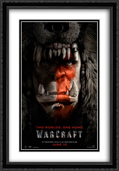 Warcraft 28x40 Black Ornate Wood Framed Movie Poster with Double Matting