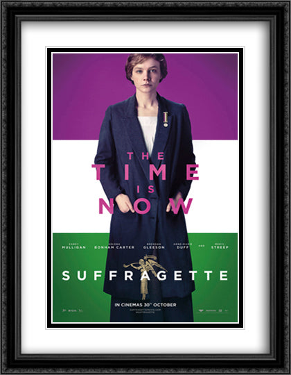 Suffragette 28x36 Black Ornate Wood Framed Movie Poster with Double Matting