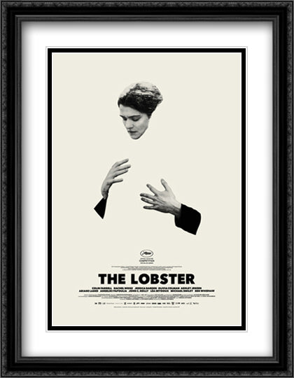 The Lobster 28x36 Black Ornate Wood Framed Movie Poster with Double Matting