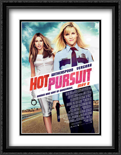 Hot Pursuit 28x36 Black Ornate Wood Framed Movie Poster with Double Matting