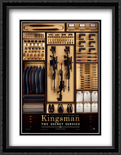 Kingsman The Secret Service 28x36 Black Ornate Wood Framed Movie Poster with Double Matting